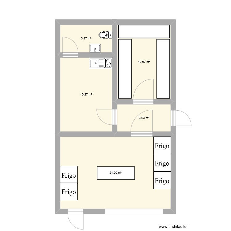 sani. Plan de 5 pièces et 50 m2