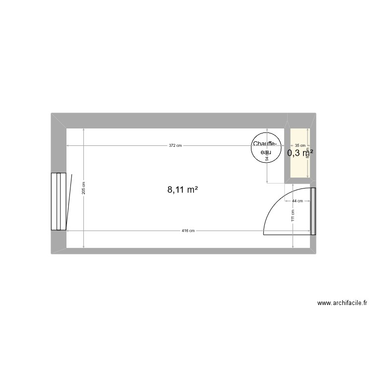 Cuisine Mantes. Plan de 2 pièces et 8 m2