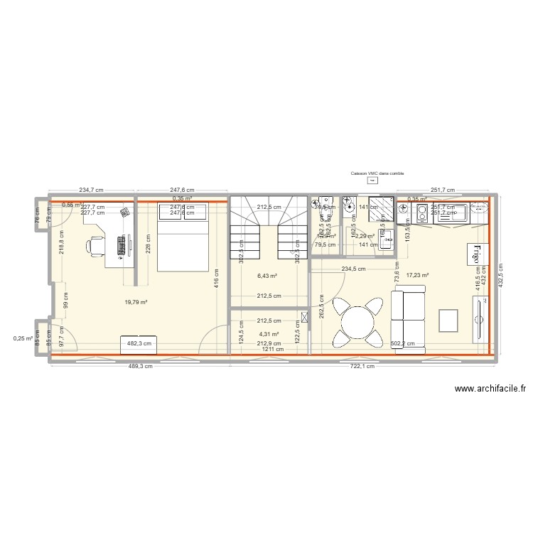 croisy sur andelle projet sans mur cuisine. Plan de 10 pièces et 53 m2