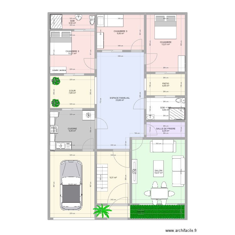 MAISON SENEGAL 2. Plan de 14 pièces et 138 m2