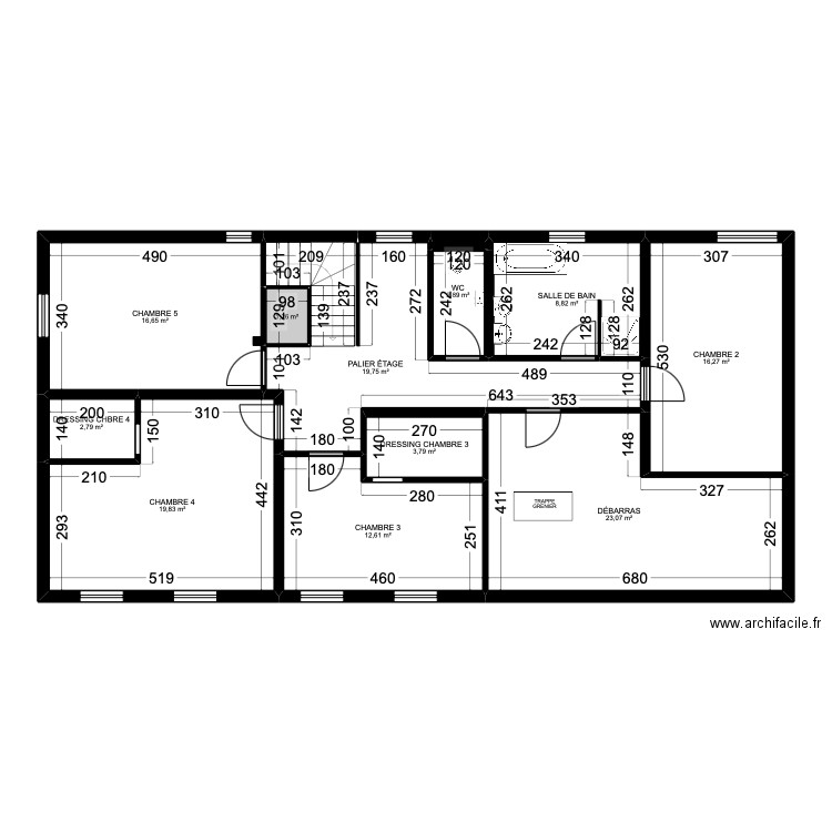 BI 26590. Plan de 12 pièces et 128 m2