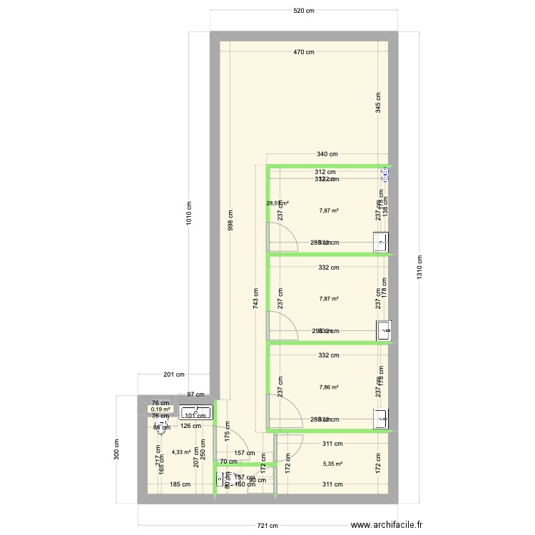 DOUSSET. Plan de 7 pièces et 62 m2