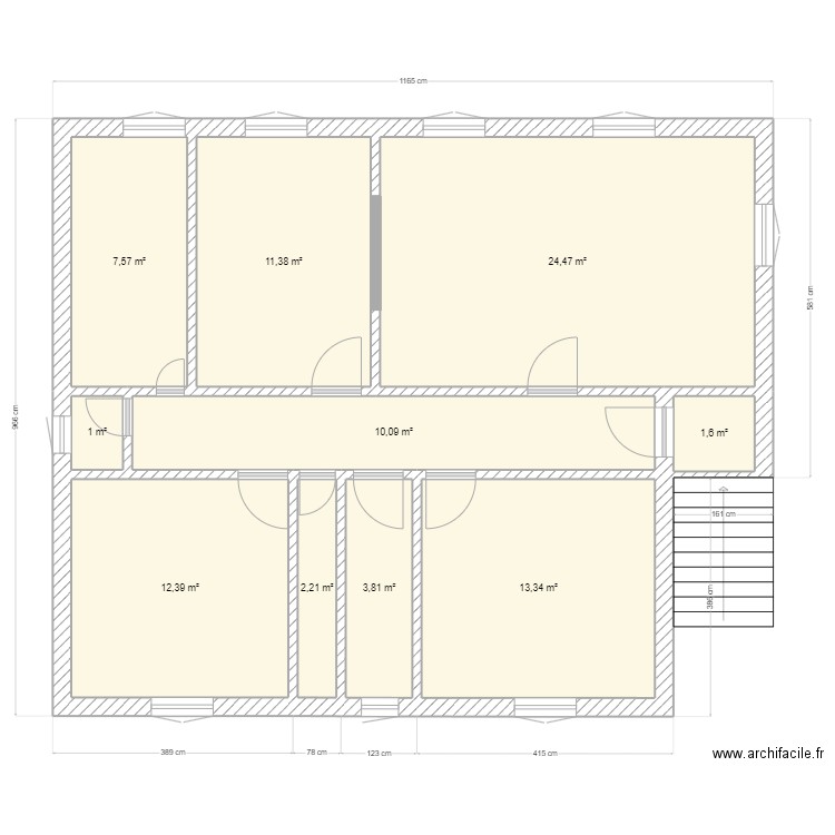 Plan Peyruis 1 etage. Plan de 10 pièces et 88 m2
