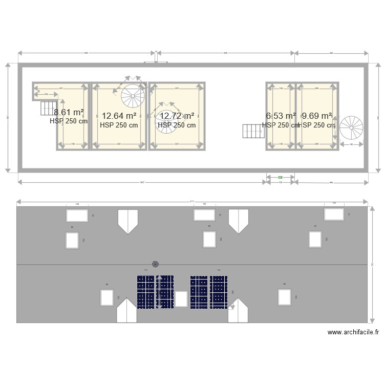 Ferme Dressing Studio Comble. Plan de 0 pièce et 0 m2