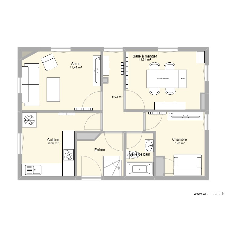 RDC Petit-Lancy. Plan de 12 pièces et 54 m2