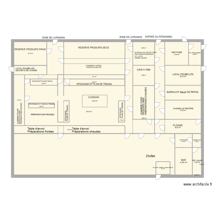 PLAN CUISINE EI MONOCHROME. Plan de 25 pièces et 361 m2