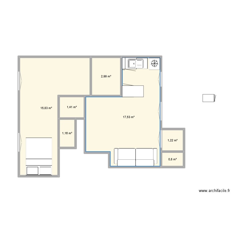 naj. Plan de 7 pièces et 41 m2