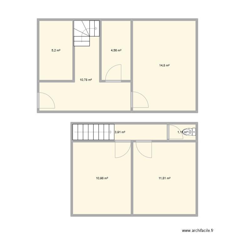 Plan maisonette HETIS. Plan de 8 pièces et 63 m2