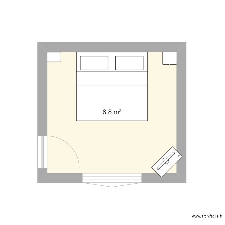 Le Tau. Plan de 1 pièce et 9 m2