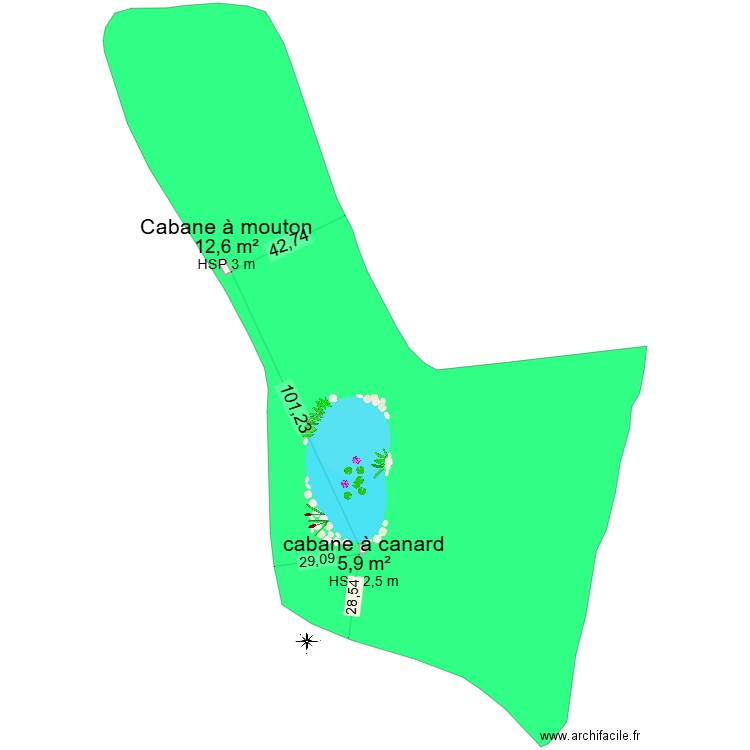 plan de masse cabane mouton1. Plan de 2 pièces et 19 m2