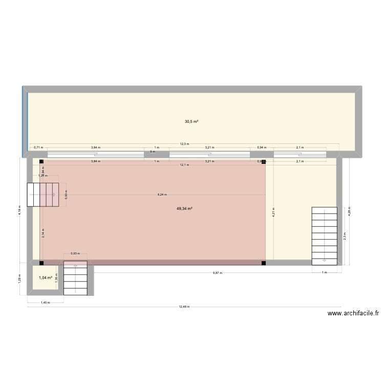 Terrasse_2025. Plan de 3 pièces et 81 m2