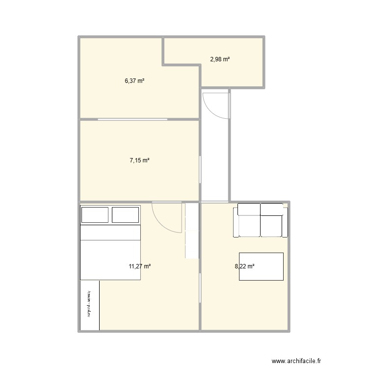 appart grande chambre conforama. Plan de 5 pièces et 36 m2