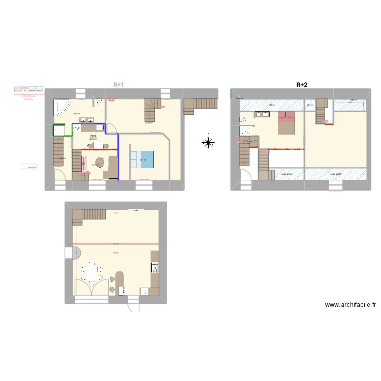 Cholonge r+1 électricité / idée R+2. Plan de 19 pièces et 147 m2