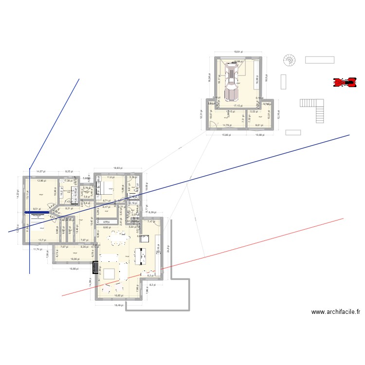 PLAN RENO GARAGE DÉTACHÉ 3. Plan de 19 pièces et 236 m2