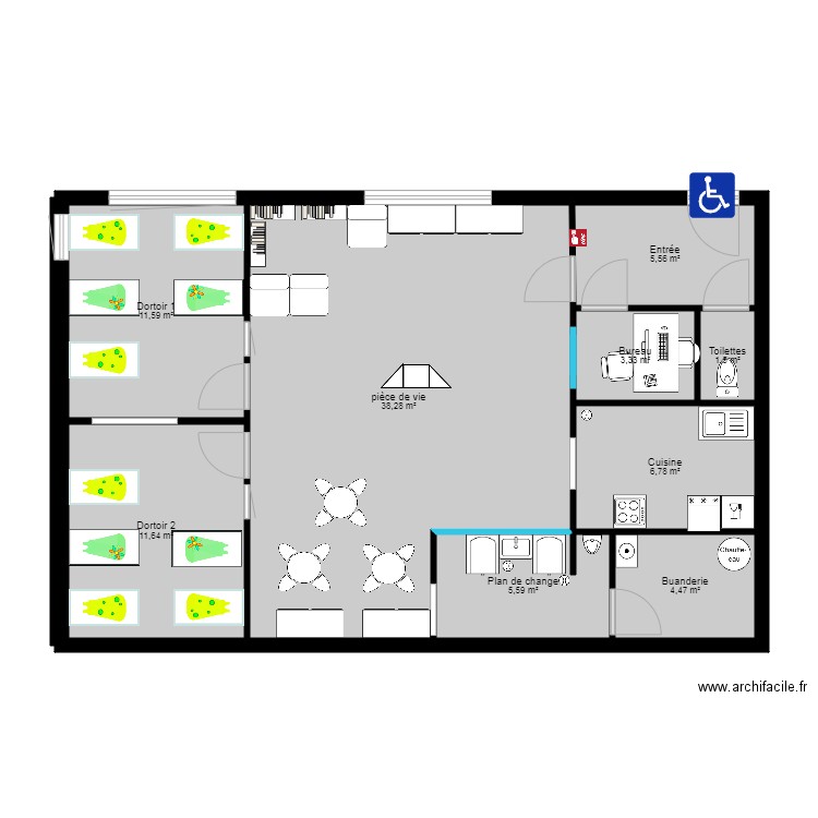 plan MAM  Plan 9 pièces 89 m2 dessiné par Sibylvoom