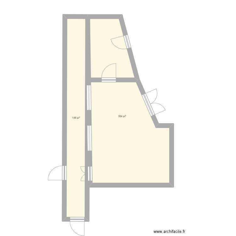 Friperie- travail de session. Plan de 2 pièces et 46 m2