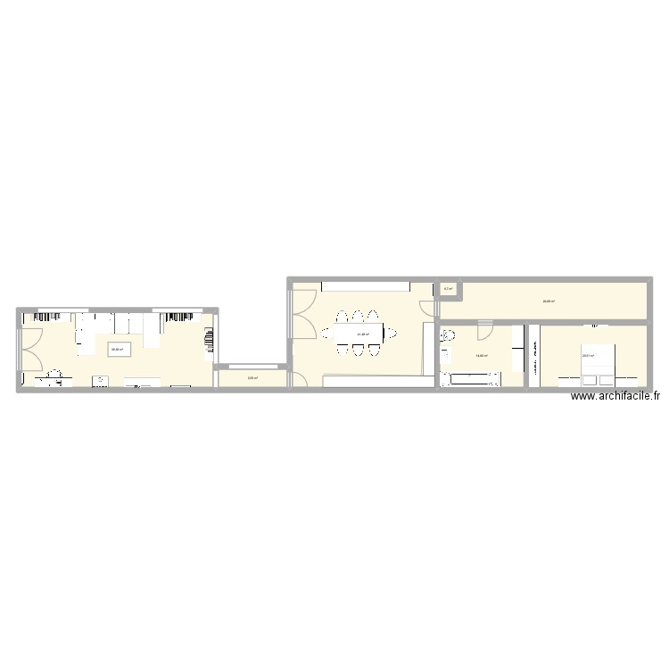 cuisine et salon. Plan de 0 pièce et 0 m2