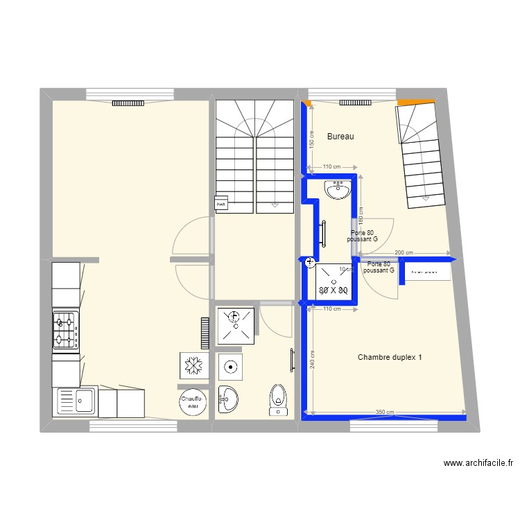 Placo duplex étage. Plan de 0 pièce et 0 m2