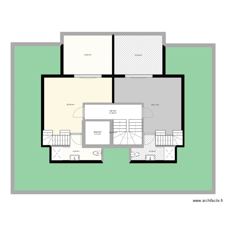  celaliye 1256/5 2+1 dubleks. Plan de 9 pièces et 180 m2