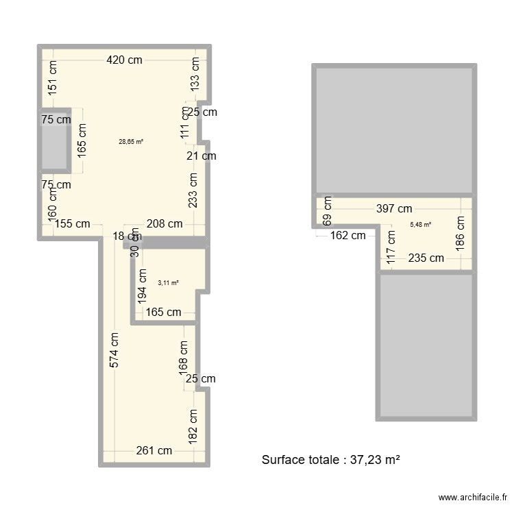 Appart. Plan de 7 pièces et 59 m2