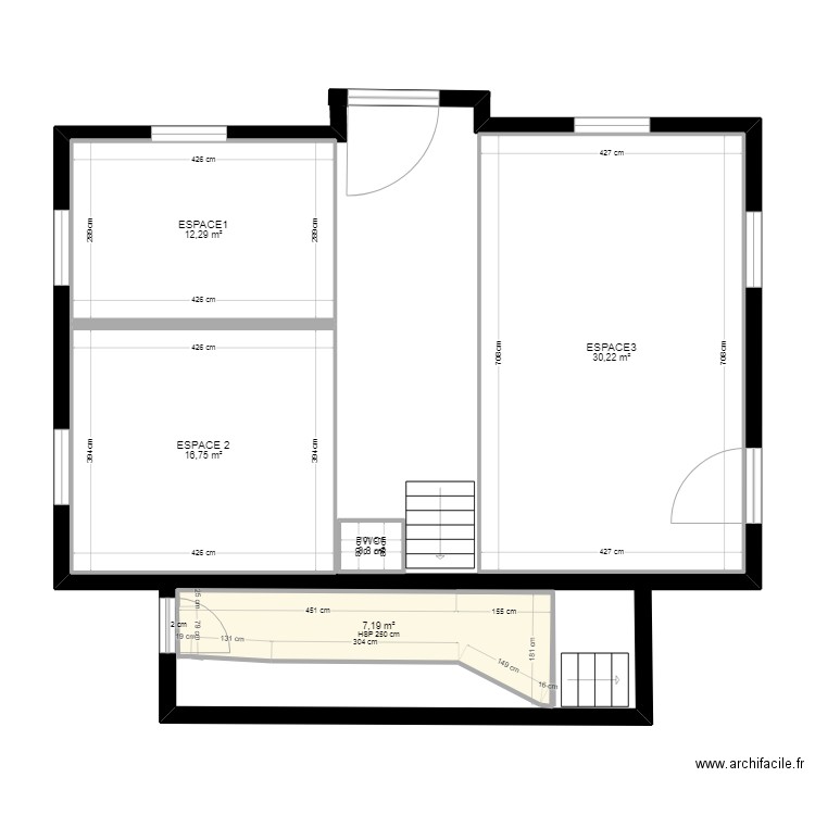 RDC AT AUB. Plan de 5 pièces et 67 m2