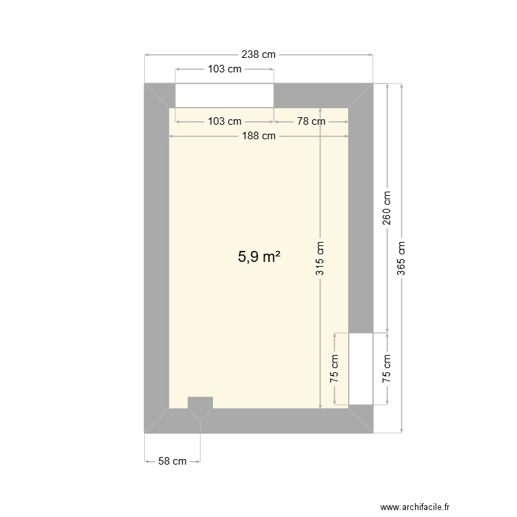 Cuisine GG. Plan de 1 pièce et 6 m2