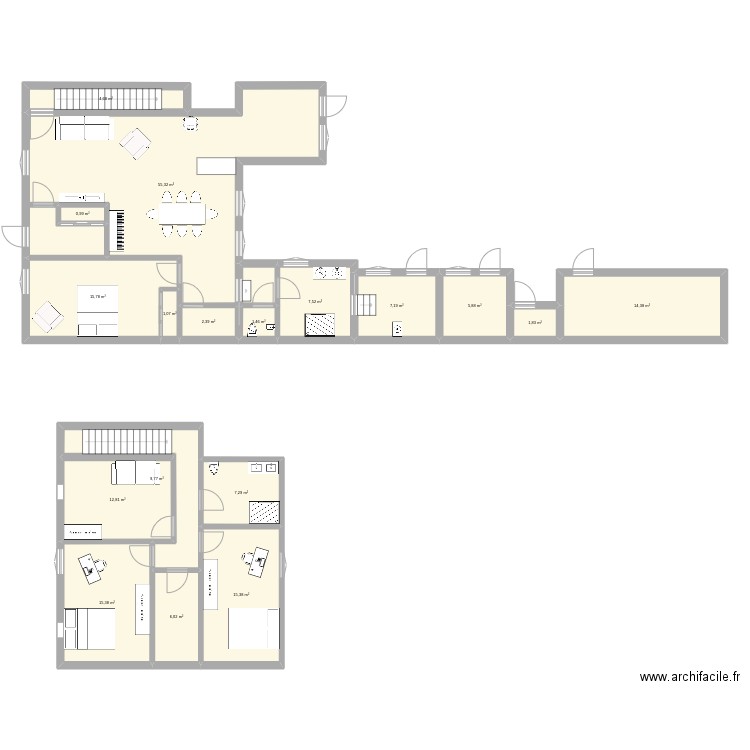 Nouveau 2. Plan de 18 pièces et 185 m2