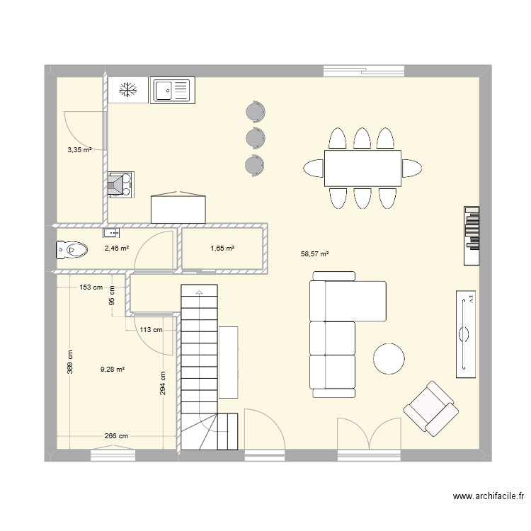 Maison souhaitée. Plan de 5 pièces et 75 m2