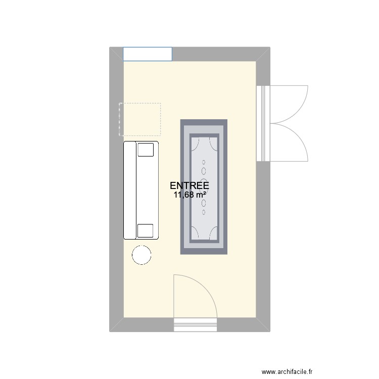 entree Ralissa. Plan de 1 pièce et 12 m2