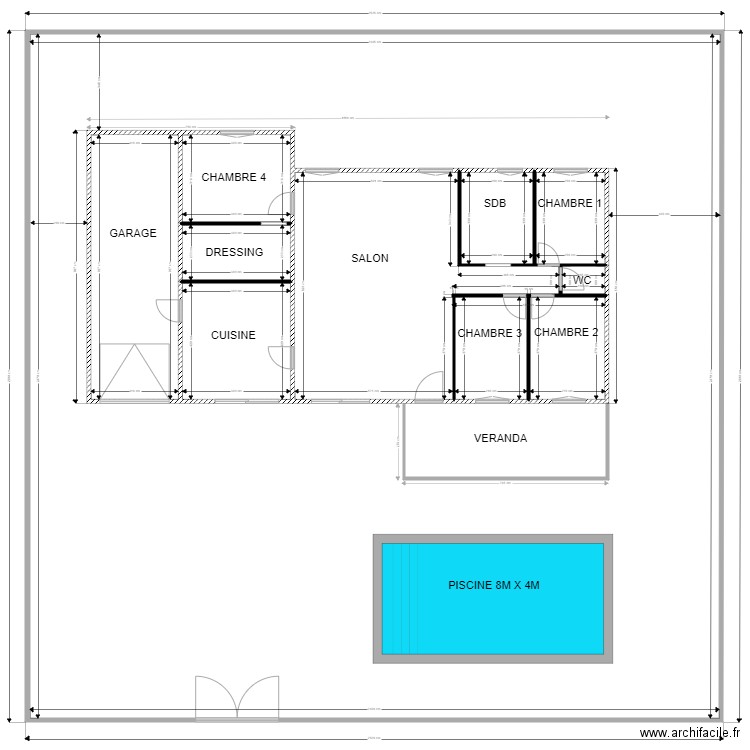 maison originale piscine. Plan de 0 pièce et 0 m2