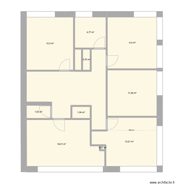 enjaux R22. Plan de 10 pièces et 74 m2