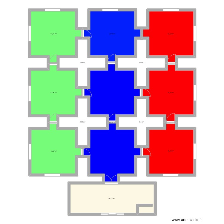 kjh. Plan de 13 pièces et 253 m2