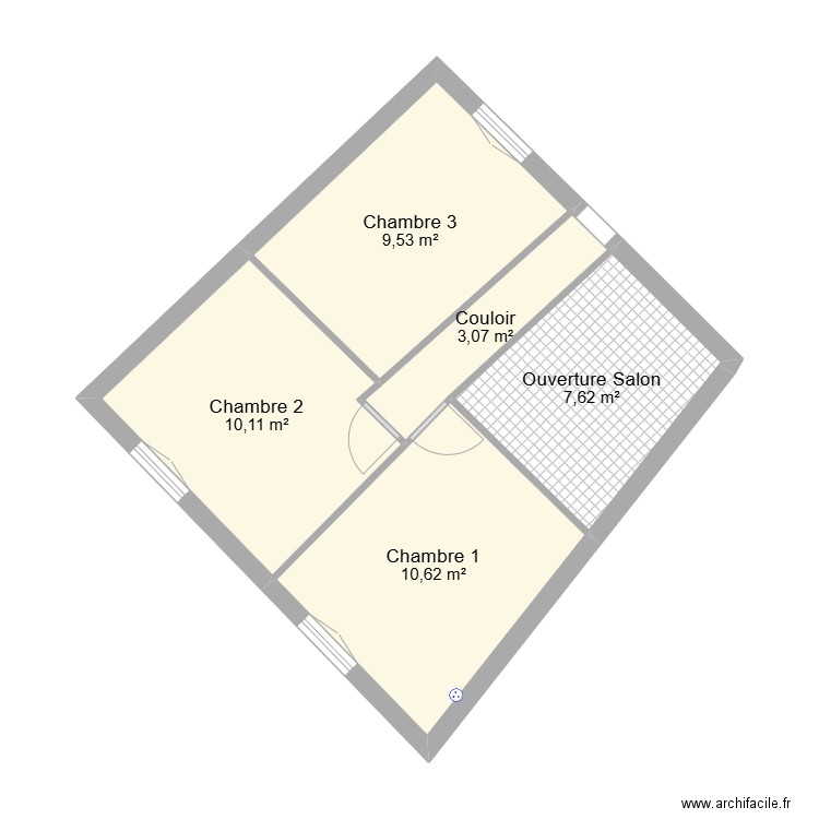 Maison Etage - Vierge. Plan de 5 pièces et 41 m2