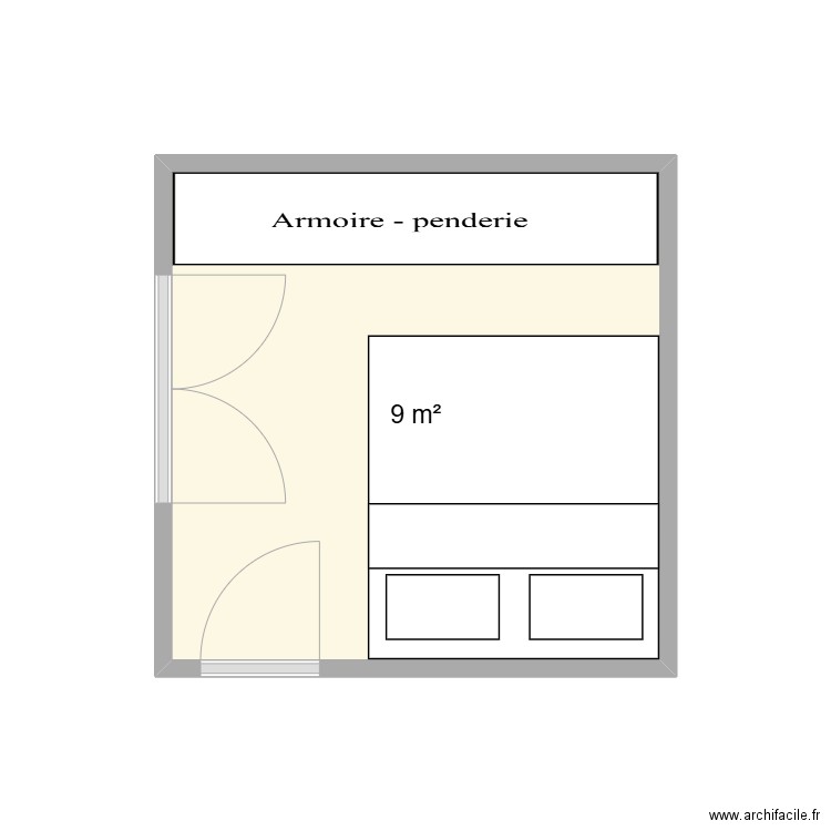 chambre 3x3. Plan de 1 pièce et 9 m2