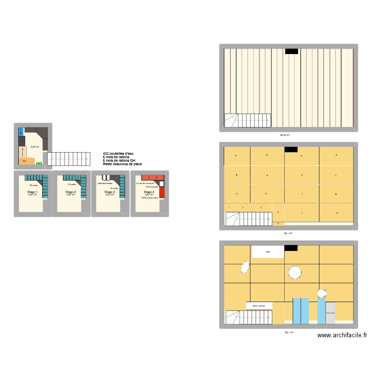 Isolation grenier. Plan de 8 pièces et 134 m2