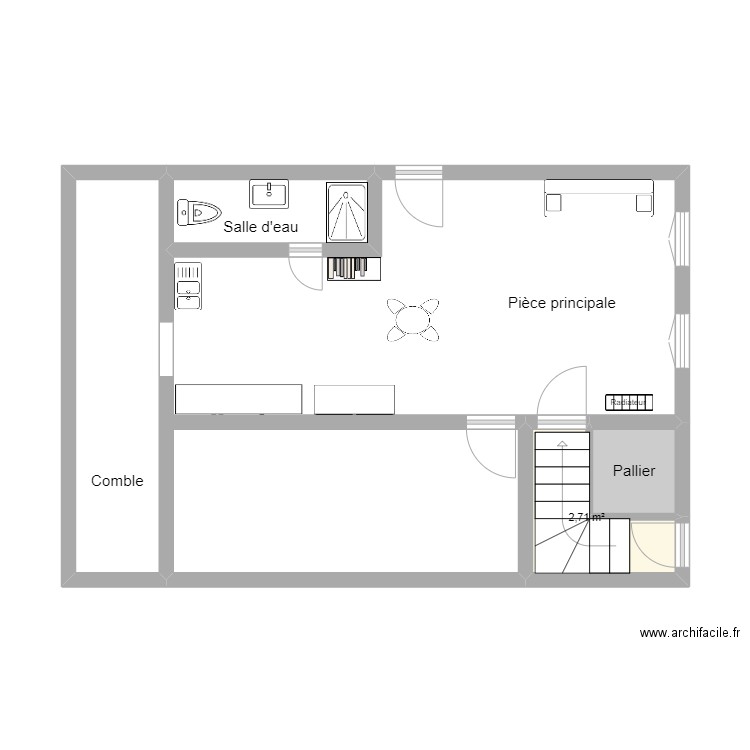 STUDIO LHERM. Plan de 5 pièces et 47 m2