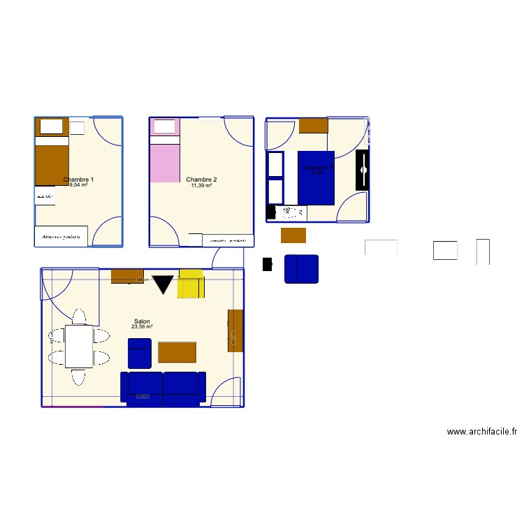 Lormont option 1. Plan de 4 pièces et 53 m2