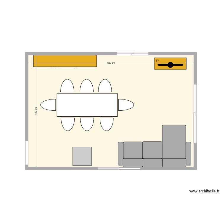 salon Brancolar 2. Plan de 1 pièce et 26 m2