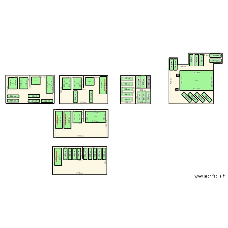 Ajouts places parking haut PROP 1 . Plan de 62 pièces et 373 m2