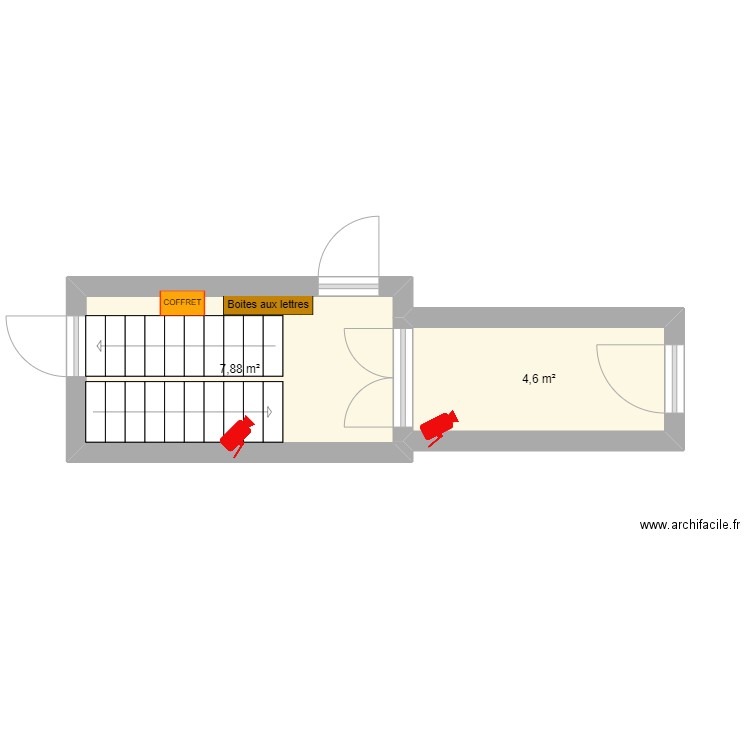 SDC 32 RISSO. Plan de 2 pièces et 12 m2