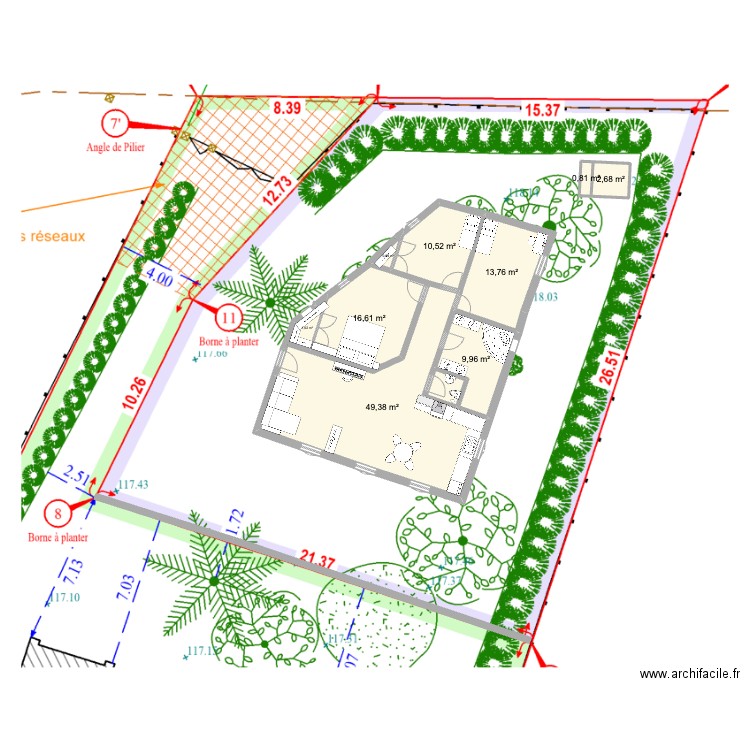 maison. Plan de 9 pièces et 106 m2