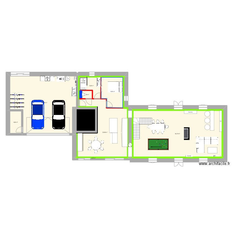 RDC etage neurdeusiere 1.3. Plan de 9 pièces et 180 m2