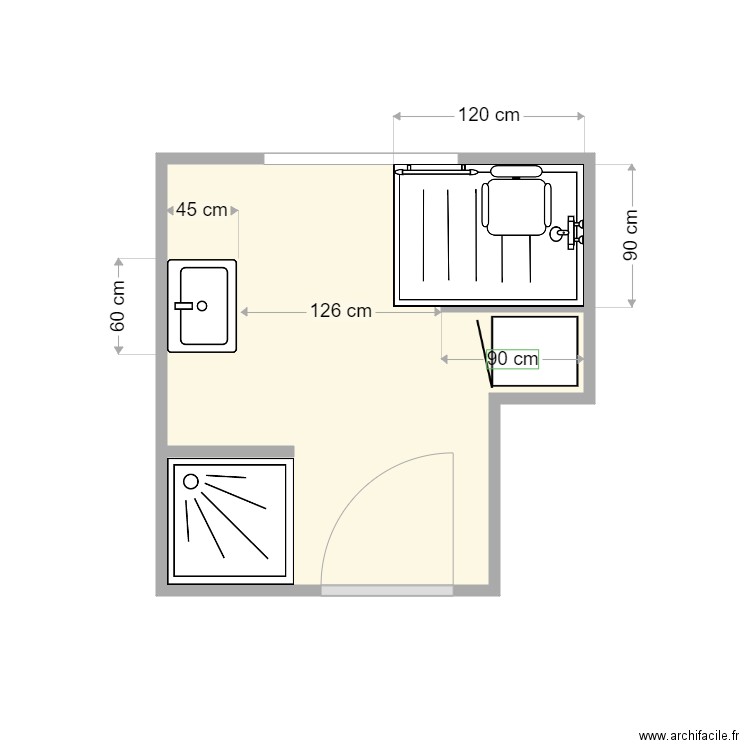 plan après travaux Rabot. Plan de 1 pièce et 6 m2