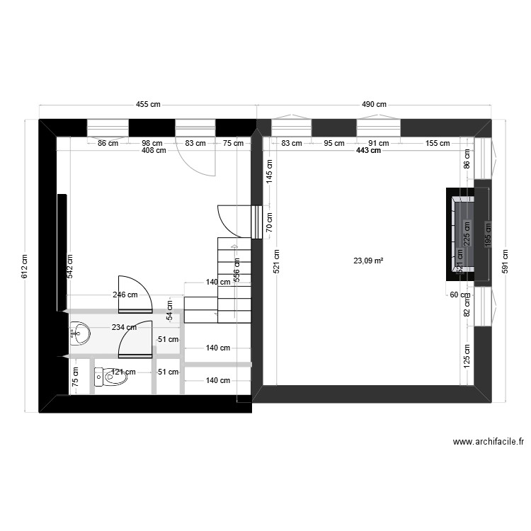 baudouin. Plan de 2 pièces et 25 m2