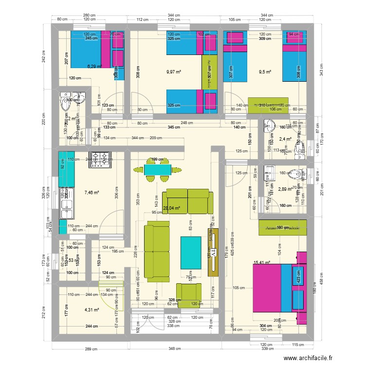 Plan RDC T5 ROY. Plan de 11 pièces et 90 m2