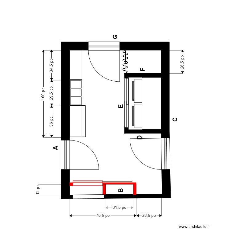 nic Gagnon entrée2. Plan de 2 pièces et 11 m2