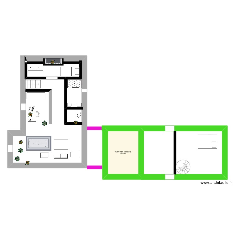 1er. Plan de 1 pièce et 13 m2