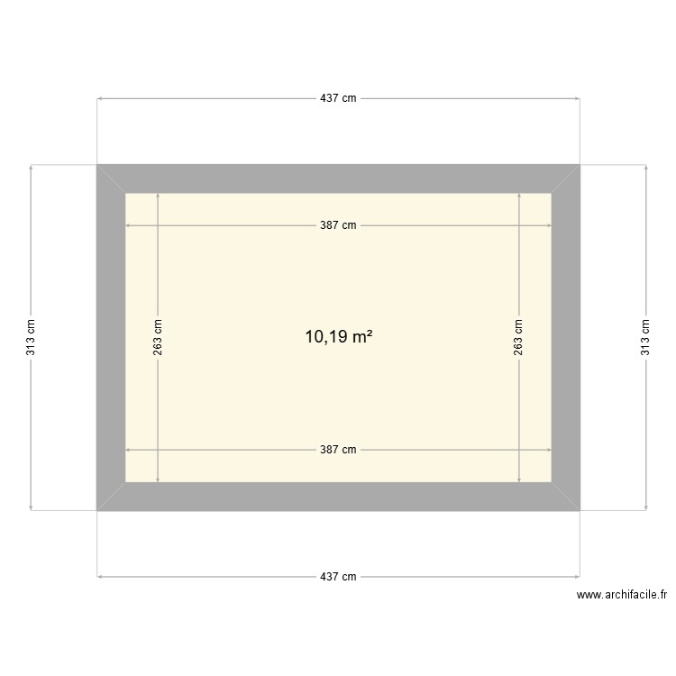 Premier essai au pif. Plan de 1 pièce et 10 m2