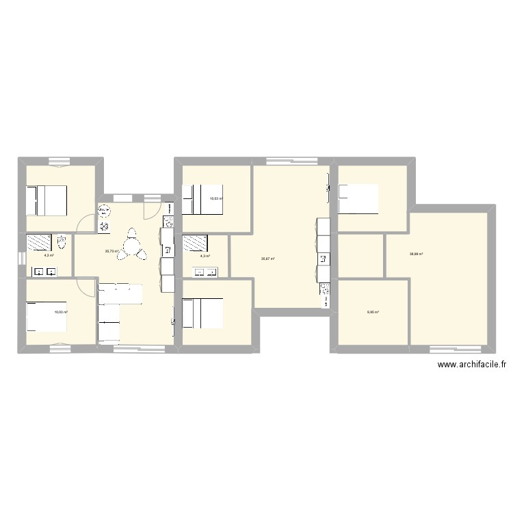 mdsgfs. Plan de 8 pièces et 149 m2