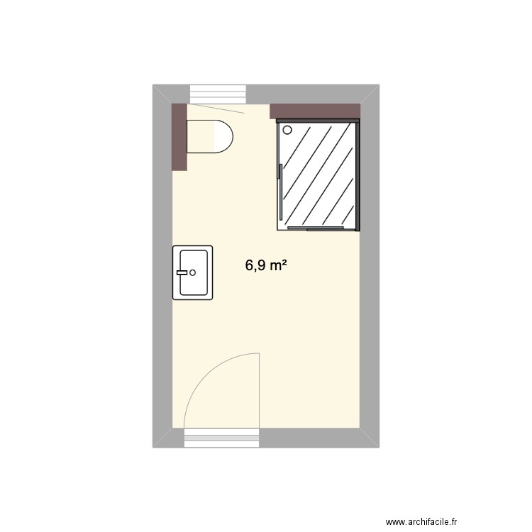 Salle de bain - Pully. Plan de 1 pièce et 7 m2